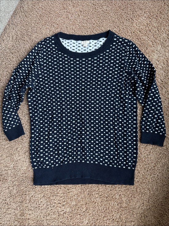 J. Crew Sweaters - J. Crew Navy Crewneck Sweater with White Dot Pattern Size L